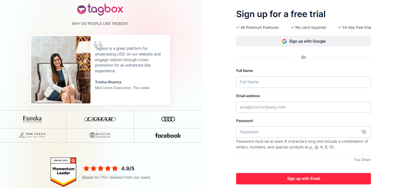 create your Tagbox account